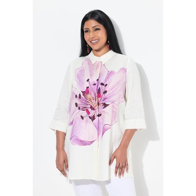 Blouse en lin, fleurs, coupe trapèze ULLA POPKEN