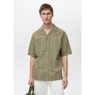 Chemise lin col bowling à rayures tennis MANGO MAN