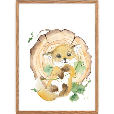 Tableau en bois, renard, Forest Story RECOLLECTION