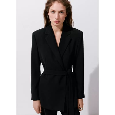 Blazer de costume croisé avec ceinture MANGO