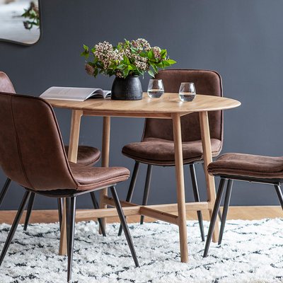 Murwara Round Oak Dining Table (Seats 4) SO'HOME