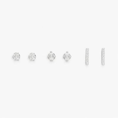 Set de 3 paires de puces d'oreilles zircon - argent garanti 925 BALABOOSTE