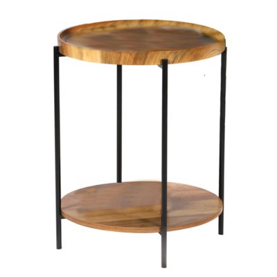 Table d'appoint bout de canapé bois et métal noir - 42x42x51cm URBAN LIVING