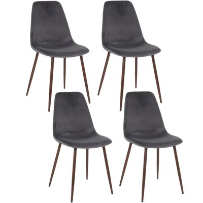 Lot de 4 Chaises confortables en polyester effet velours et pieds en fer TOILINUX
