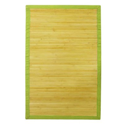 Tapis en bambou larges lattes et ganse anis SOLO BAMBOO THE DECO FACTORY