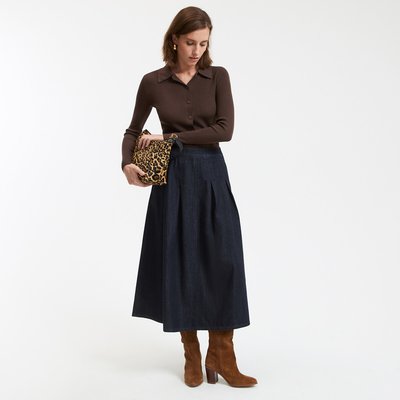 Falda vaquera evasé de largo midi LA REDOUTE COLLECTIONS
