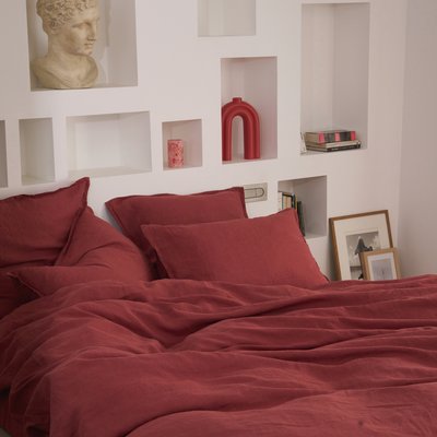 Housse de couette en lin lavé, RÊVE DE LIN BLANC CERISE