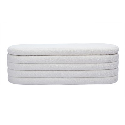Banc coffre en tissu effet laine bouclée blanc L125 cm NAVY MILIBOO
