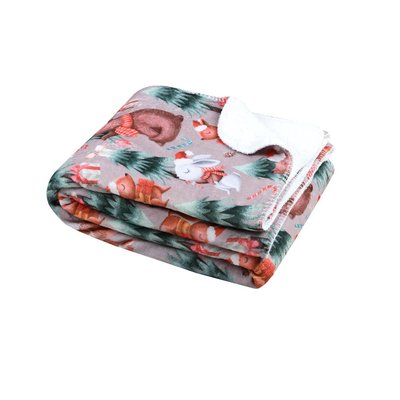 Plaid a poils doux Animaux de noel EDEN