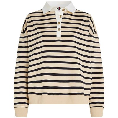 Gestreiftes Sweatshirt mit langen Ärmeln und Hemdkragen TOMMY HILFIGER