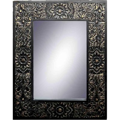 Miroir mural rectangulaire colonial  et doré en métal RECOLLECTION