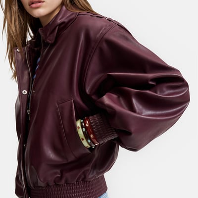 Casaco curto em pele sintética, com fecho, meia estação LA REDOUTE COLLECTIONS