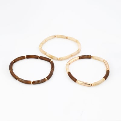Set x3 bracelets tubes ivoire et marron BALABOOSTE