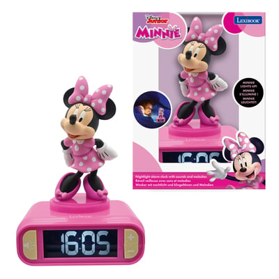 Réveil digital avec veilleuse lumineuse Minnie en 3D et effets sonores LEXIBOOK