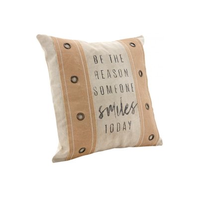 Coussin en coton beige à rivets AUBRY GASPARD