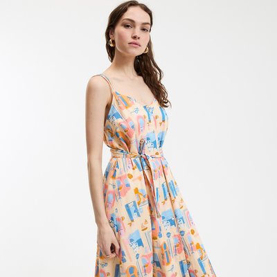 Robe longue évasée à fines bretelles, imprimée LA REDOUTE COLLECTIONS