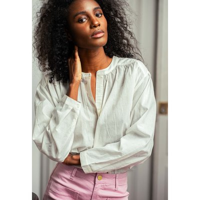 Bolia Cotton Blouse with V-Neck and Button Fastening LA PETITE ETOILE