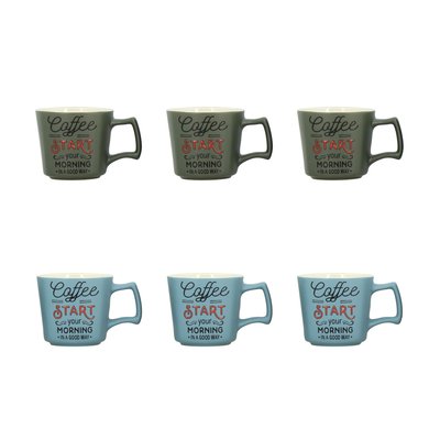 Lot de 6 tasses assorties en grès 27cl, COFFEE START NOVASTYL