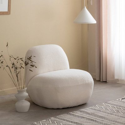 Fauteuil confort en tissu bouclette blanc  SOLÉA MADE IN MEUBLES 