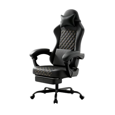Chaise de bureau et jeu ergonomique avec repose-pieds escamotable et soutien lombaire, CURRIA MEUBLES COSY