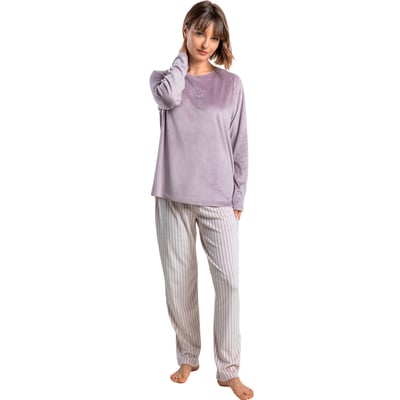Pyjama velours pantalon top manches longues Stripes ADMAS