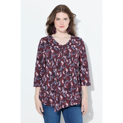 T-shirt à fleurs, plis fantaisie ULLA POPKEN