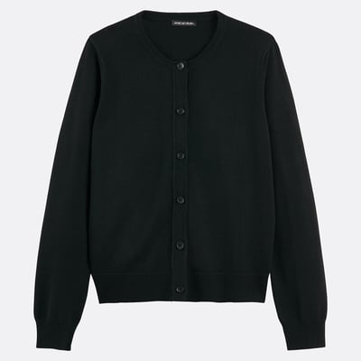 Cardigan a girocollo in maglia fine, misto lana ANNE WEYBURN