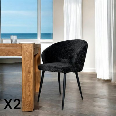 Chaise dossier rond tissu noir (lot de 2) IENA PIER IMPORT