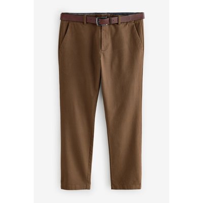 Pantalon chino slim doux imprimé et ceinture NEXT
