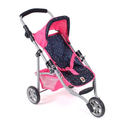 Petite poussette de jogging LOLA pour poupées Rose bleu marine avec pois BAYER CHIC 2000