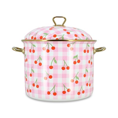 Marmite 24cm en acier émaillé, VICHY CERISE MENASTYL