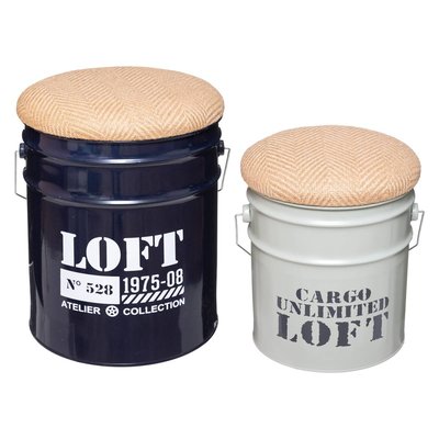Set de 2 poufs bidons ALFRED ATMOSPHERA