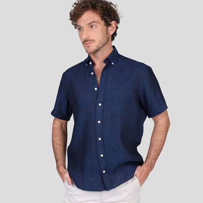 Chemise en lin regular fit unie à manches courtes MISE AU GREEN