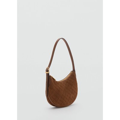 Sac porté épaule suède imprimé logo MANGO