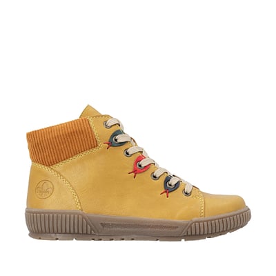 Bottines jaunes à talon plat pourvues de lacets et d'un zip latéral RIEKER