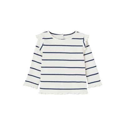 T-shirt en côtes manches volantées  DENIM FABRIC VERTBAUDET