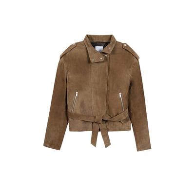 Blouson cuir velours à ceinturer IKKS