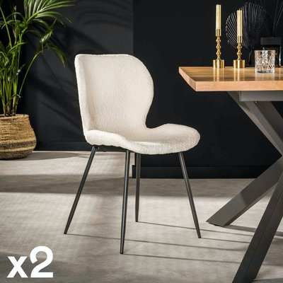 Chaise en bouclette blanche (lot de 2) MELBOURNE PIER IMPORT