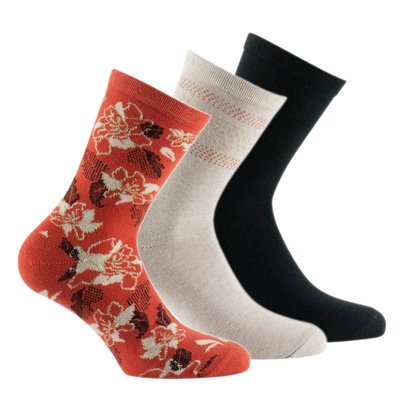 Lot de 3 paires de mi-chaussettes motifs Flowers KINDY