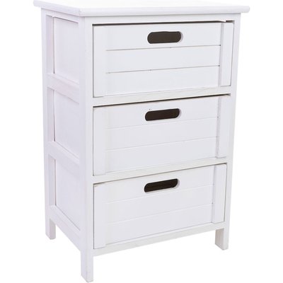 Commode romantique blanche en fibres naturelles trois tiroirs RECOLLECTION