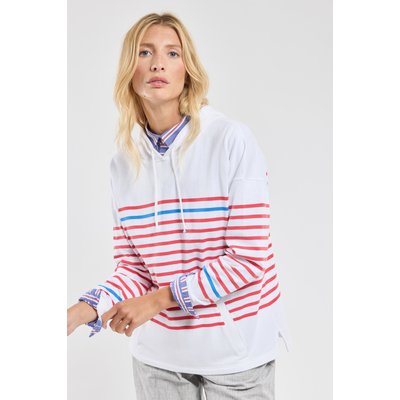 Sweat rayé à capuche en coton rustique ARMOR-LUX