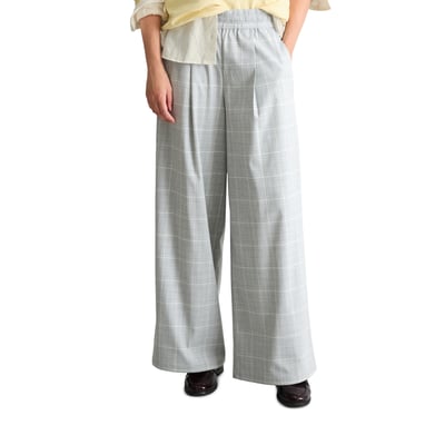 Pantalon large à carreaux en polyester-viscose extensible MARC O’POLO DENIM