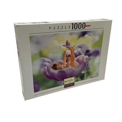 Puzzle 1000 pièces Bébé et papillon violet - Très bon état NATHAN