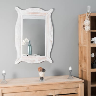 Miroir en bois patinée rectangle cérusé 70 x 100cm MODERNE WANDA COLLECTION