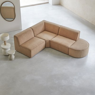 Canapé d'angle modulable en tissu camel, 4-5 places DARIO TIKAMOON