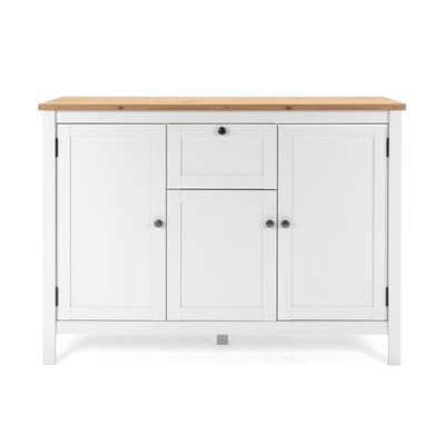 Buffet 3 portes 1 tiroir L120 cm - Décor Blanc - BERGEN CALICOSY