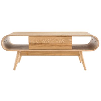 Table basse rectangulaire avec rangements scandinave bois clair L120 cm BALTIK MILIBOO