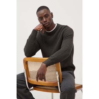 Pull col rond manches longues en coton BONOBO