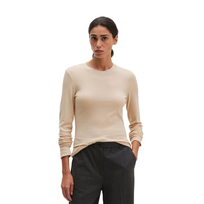 T-shirt long à côtes slim en jersey stretch de coton bio Lyocell MARC O'POLO