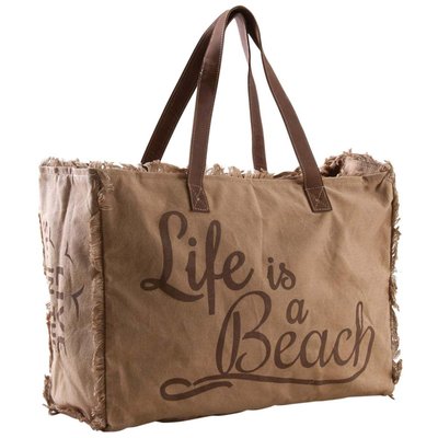 Sac en coton décor Life is a beach Beige AUBRY GASPARD